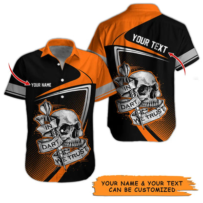 Customized Name & Text Darts Hawaiian Shirt, Personalized Skull In Dart Hawaiian Shirts For Summer - Gift For Darts Lovers, Darts Players Uniforms - Amzanimalsgift