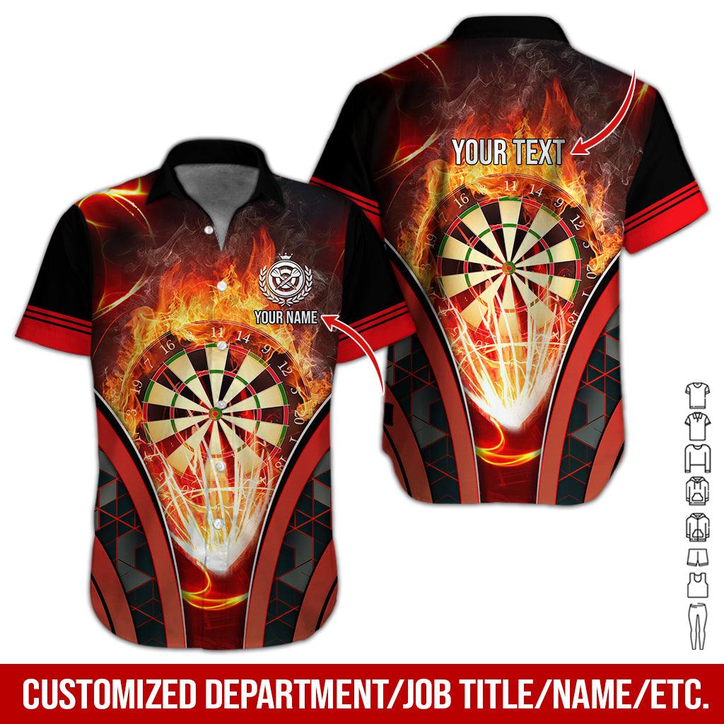 Customized Name & Text Darts Hawaiian Shirt, Red Darts Flame Personalized Darts Hawaiian Shirts - Gift For Darts Lovers, Darts Players Uniforms - Amzanimalsgift