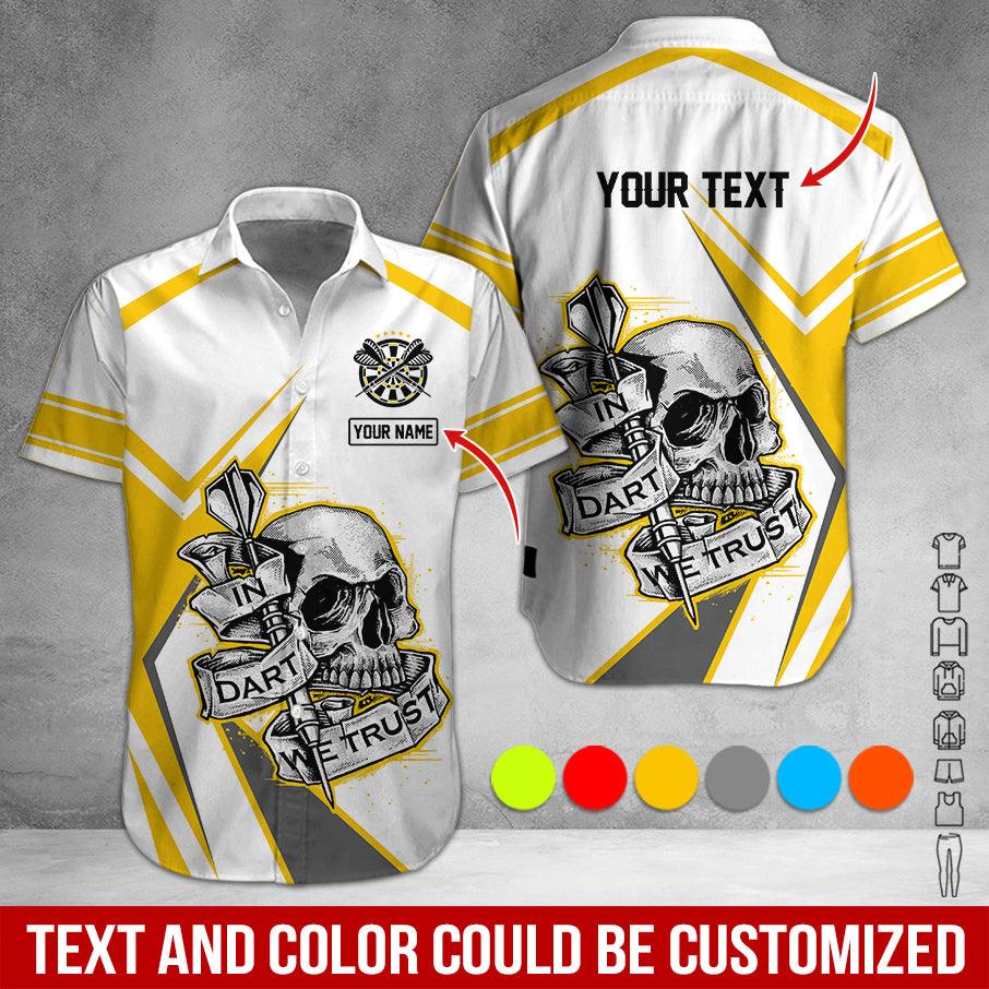 Customized Name & Text Darts Hawaiian Shirt, Skull In Dart Personalized Darts Hawaiian Shirts - Gift For Darts Lovers, Darts Players Uniforms - Amzanimalsgift