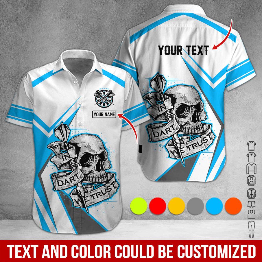 Customized Name & Text Darts Hawaiian Shirt, Skull In Dart Personalized Darts Hawaiian Shirts - Gift For Darts Lovers, Darts Players Uniforms - Amzanimalsgift