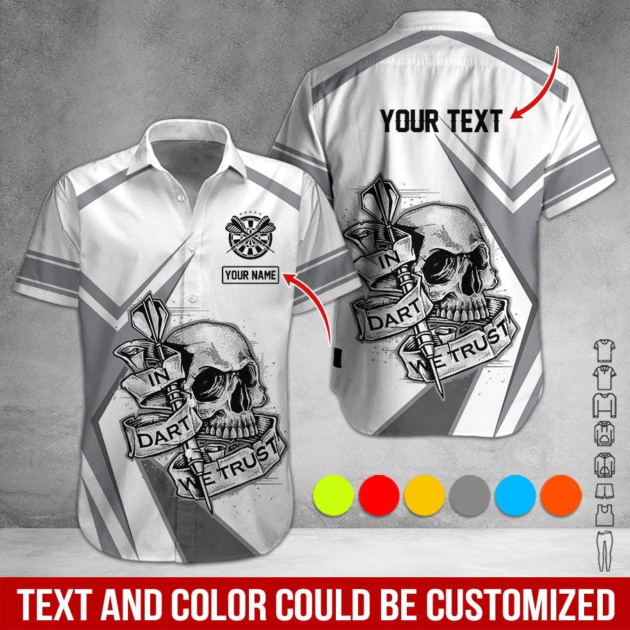 Customized Name & Text Darts Hawaiian Shirt, Skull In Dart Personalized Darts Hawaiian Shirts - Gift For Darts Lovers, Darts Players Uniforms - Amzanimalsgift