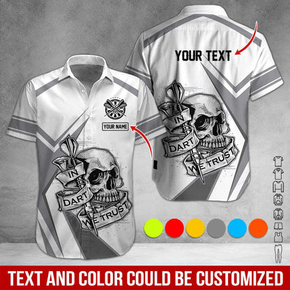 Customized Name & Text Darts Hawaiian Shirt, Skull In Dart Personalized Darts Hawaiian Shirts - Gift For Darts Lovers, Darts Players Uniforms - Amzanimalsgift