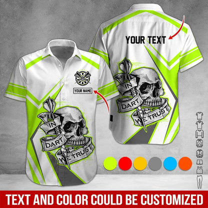 Customized Name & Text Darts Hawaiian Shirt, Skull In Dart Personalized Darts Hawaiian Shirts - Gift For Darts Lovers, Darts Players Uniforms - Amzanimalsgift