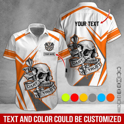 Customized Name & Text Darts Hawaiian Shirt, Skull In Dart Personalized Darts Hawaiian Shirts - Gift For Darts Lovers, Darts Players Uniforms - Amzanimalsgift