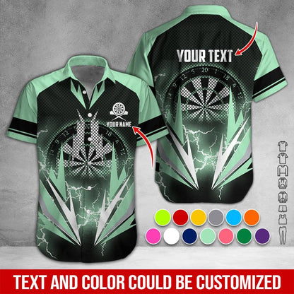 Customized Name & Text Darts Hawaiian Shirt, Thunder Lighting Darts Personalized Darts Hawaiian Shirts - Gift For Darts Lovers, Darts Players Uniforms - Amzanimalsgift