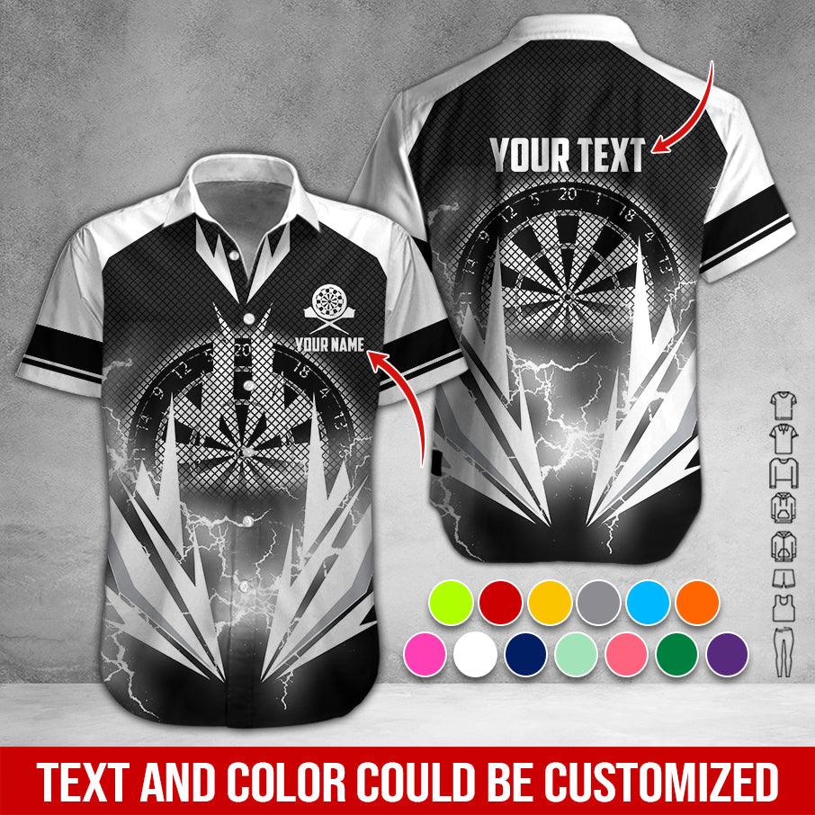 Customized Name & Text Darts Hawaiian Shirt, Thunder Lighting Darts Personalized Darts Hawaiian Shirts - Gift For Darts Lovers, Darts Players Uniforms - Amzanimalsgift