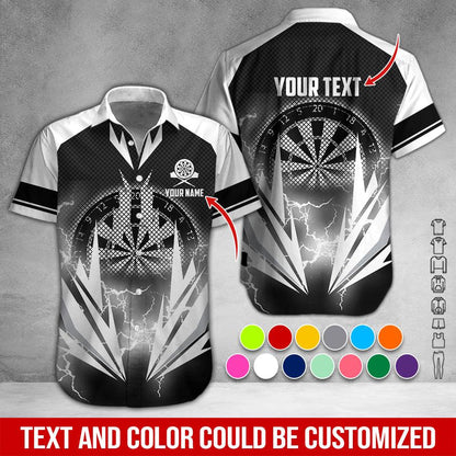 Customized Name & Text Darts Hawaiian Shirt, Thunder Lighting Darts Personalized Darts Hawaiian Shirts - Gift For Darts Lovers, Darts Players Uniforms - Amzanimalsgift