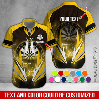 Customized Name & Text Darts Hawaiian Shirt, Thunder Lighting Darts Personalized Darts Hawaiian Shirts - Gift For Darts Lovers, Darts Players Uniforms - Amzanimalsgift