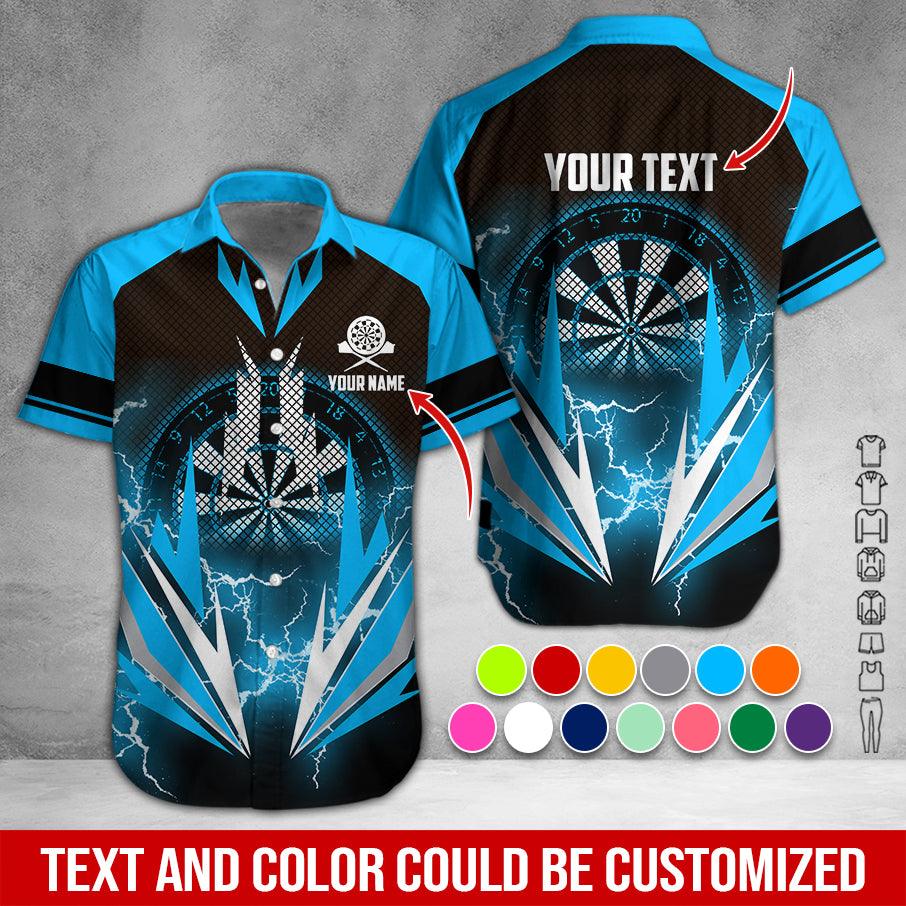 Customized Name & Text Darts Hawaiian Shirt, Thunder Lighting Darts Personalized Darts Hawaiian Shirts - Gift For Darts Lovers, Darts Players Uniforms - Amzanimalsgift