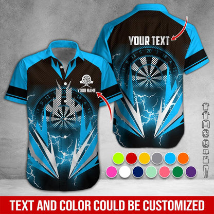 Customized Name & Text Darts Hawaiian Shirt, Thunder Lighting Darts Personalized Darts Hawaiian Shirts - Gift For Darts Lovers, Darts Players Uniforms - Amzanimalsgift