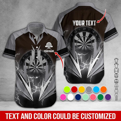 Customized Name & Text Darts Hawaiian Shirt, Thunder Lighting Darts Personalized Darts Hawaiian Shirts - Gift For Darts Lovers, Darts Players Uniforms - Amzanimalsgift