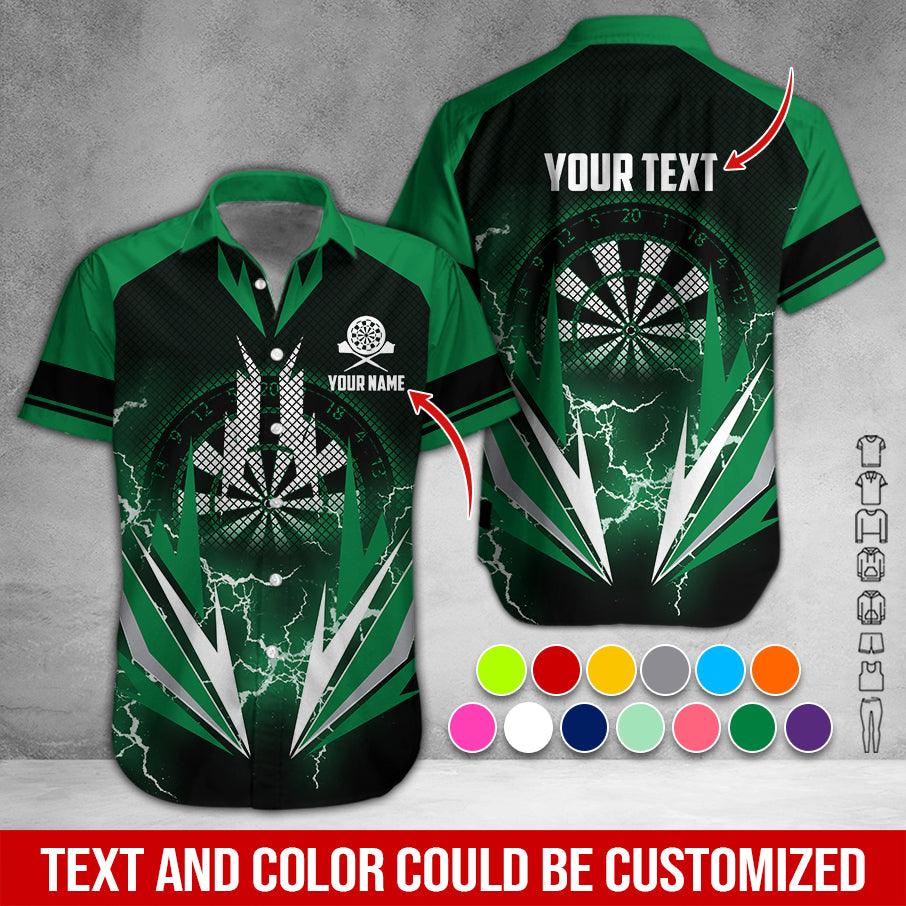 Customized Name & Text Darts Hawaiian Shirt, Thunder Lighting Darts Personalized Darts Hawaiian Shirts - Gift For Darts Lovers, Darts Players Uniforms - Amzanimalsgift