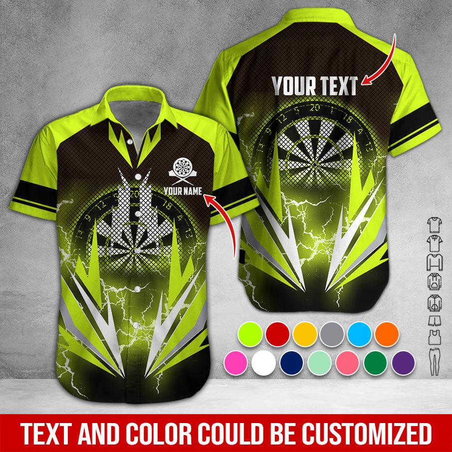 Customized Name & Text Darts Hawaiian Shirt, Thunder Lighting Darts Personalized Darts Hawaiian Shirts - Gift For Darts Lovers, Darts Players Uniforms - Amzanimalsgift