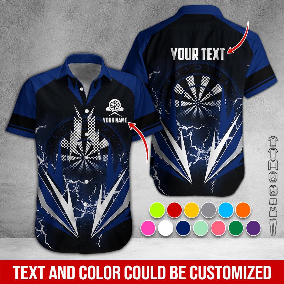 Customized Name & Text Darts Hawaiian Shirt, Thunder Lighting Darts Personalized Darts Hawaiian Shirts - Gift For Darts Lovers, Darts Players Uniforms - Amzanimalsgift