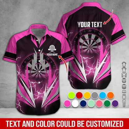 Customized Name & Text Darts Hawaiian Shirt, Thunder Lighting Darts Personalized Darts Hawaiian Shirts - Gift For Darts Lovers, Darts Players Uniforms - Amzanimalsgift