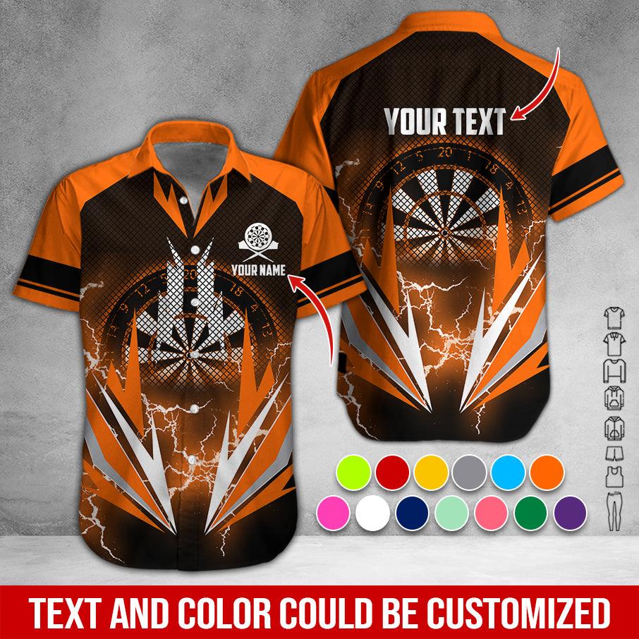 Customized Name & Text Darts Hawaiian Shirt, Thunder Lighting Darts Personalized Darts Hawaiian Shirts - Gift For Darts Lovers, Darts Players Uniforms - Amzanimalsgift