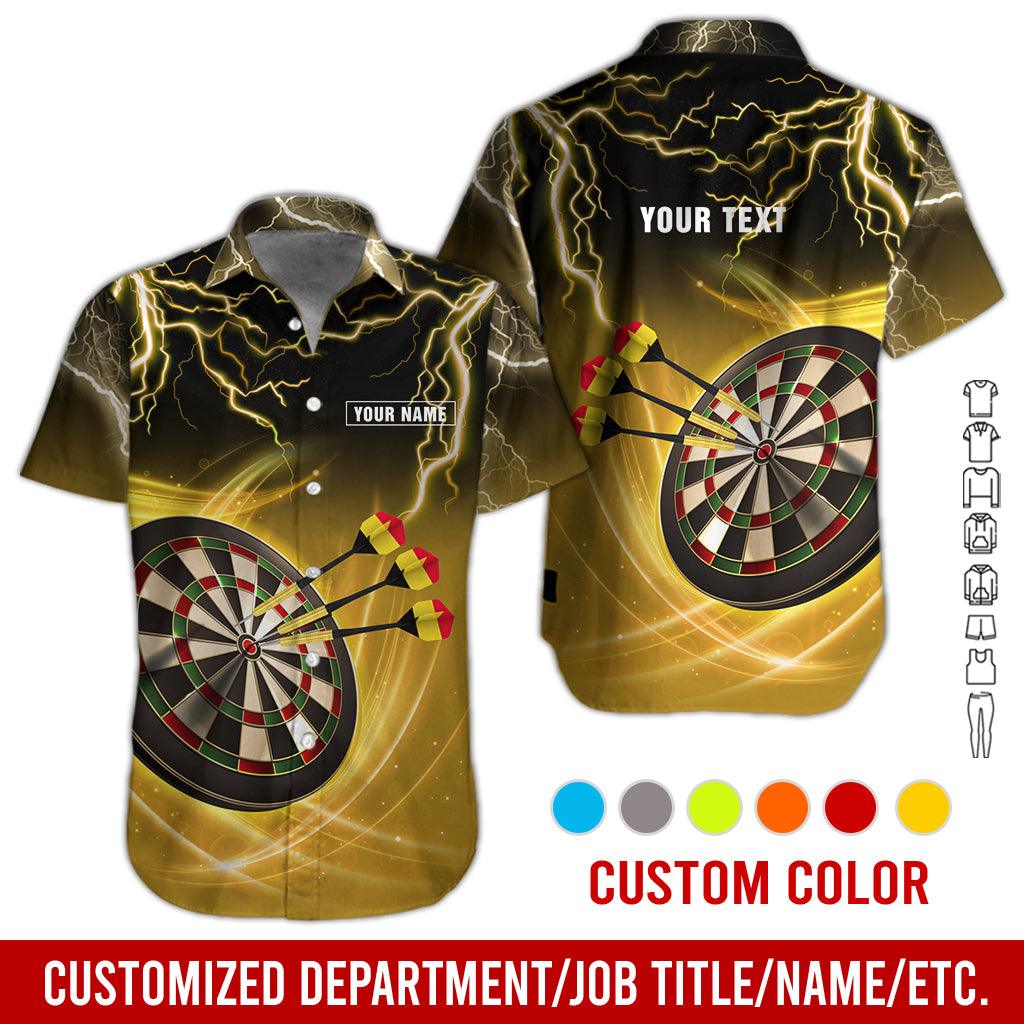 Customized Name & Text Darts Hawaiian Shirt, Thunder Lightning Dartboard Personalized Darts Hawaiian Shirts - Gift For Darts Lovers, Darts Players Uniforms - Amzanimalsgift