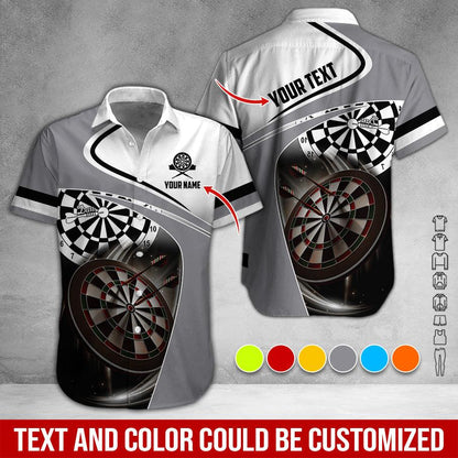 Customized Name & Text Darts Hawaiian Shirts, Dartboard Personalized Name Darts Uniforms Aloha Shirt - Gift For Darts Lovers, Darts Players - Amzanimalsgift