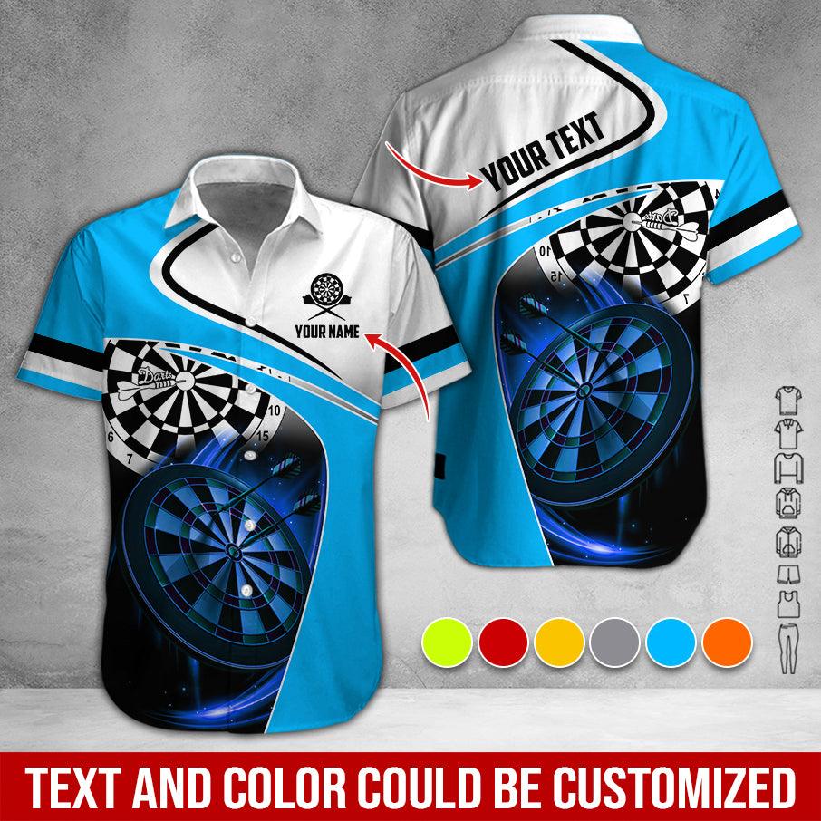 Customized Name & Text Darts Hawaiian Shirts, Dartboard Personalized Name Darts Uniforms Aloha Shirt - Gift For Darts Lovers, Darts Players - Amzanimalsgift