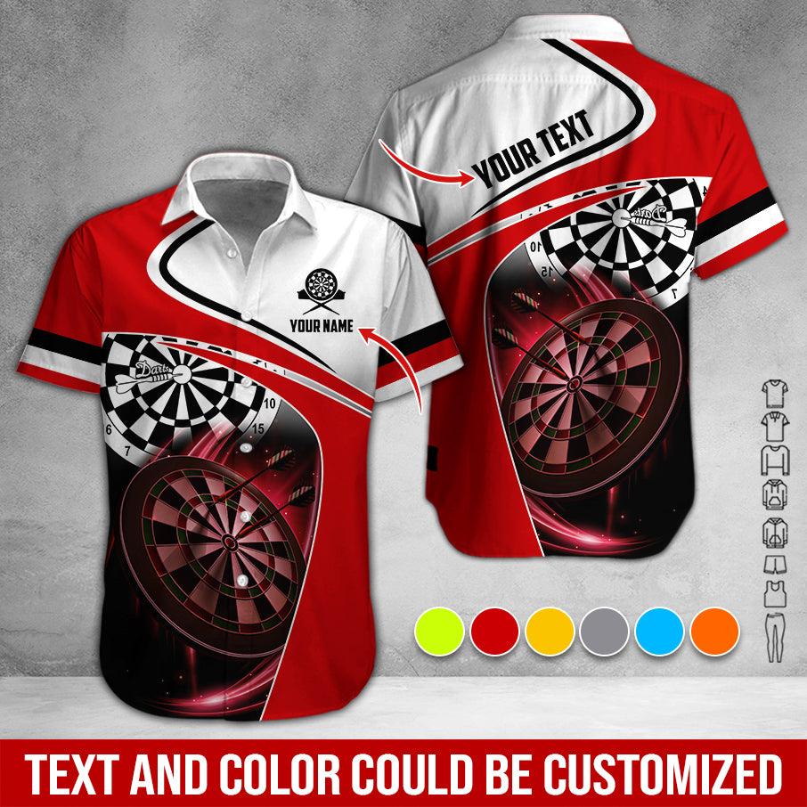 Customized Name & Text Darts Hawaiian Shirts, Dartboard Personalized Name Darts Uniforms Aloha Shirt - Gift For Darts Lovers, Darts Players - Amzanimalsgift