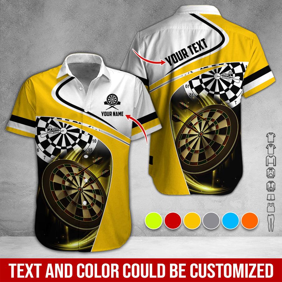 Customized Name & Text Darts Hawaiian Shirts, Dartboard Personalized Name Darts Uniforms Aloha Shirt - Gift For Darts Lovers, Darts Players - Amzanimalsgift