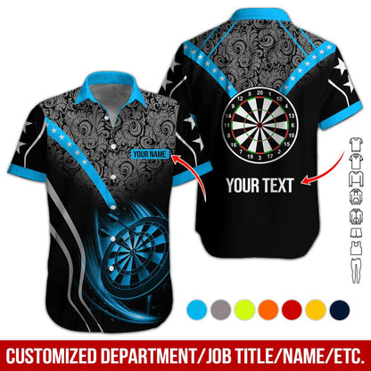 Customized Name & Text Darts Hawaiian Shirts, Personalized Name Darts Team Aloha Shirt For Men & Women - Gift For Darts Lovers, Darts Players - Amzanimalsgift