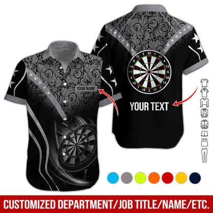 Customized Name & Text Darts Hawaiian Shirts, Personalized Name Darts Team Aloha Shirt For Men & Women - Gift For Darts Lovers, Darts Players - Amzanimalsgift