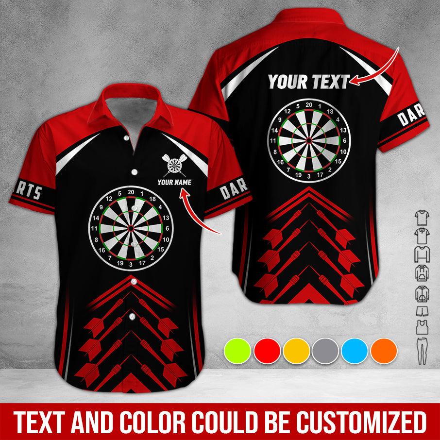 Customized Name & Text Darts Hawaiian Shirts, Personalized Name Darts Team Uniforms Aloha Shirt For Men & Women - Gift For Darts Lovers, Darts Players - Amzanimalsgift