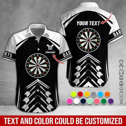 Customized Name & Text Darts Hawaiian Shirts, Personalized Name Darts Team Uniforms Aloha Shirt For Men & Women - Gift For Darts Lovers, Darts Players - Amzanimalsgift