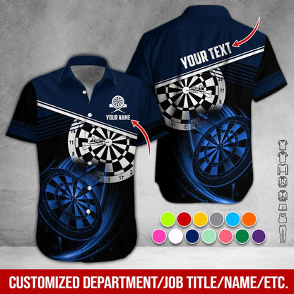 Customized Name & Text Darts Hawaiian Shirts, Personalized Name Darts Uniforms Aloha Shirt For Men & Women - Gift For Darts Lovers, Darts Team Players - Amzanimalsgift