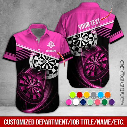Customized Name & Text Darts Hawaiian Shirts, Personalized Name Darts Uniforms Aloha Shirt For Men & Women - Gift For Darts Lovers, Darts Team Players - Amzanimalsgift