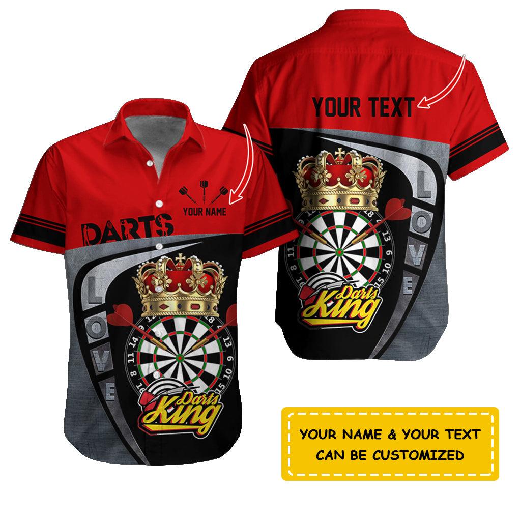 Darts Hawaiian Shirt Custom Name, Love Darts King Uniforms Personalized Aloha Hawaiian Shirts - Gift For Darts Lovers, Friend, Family