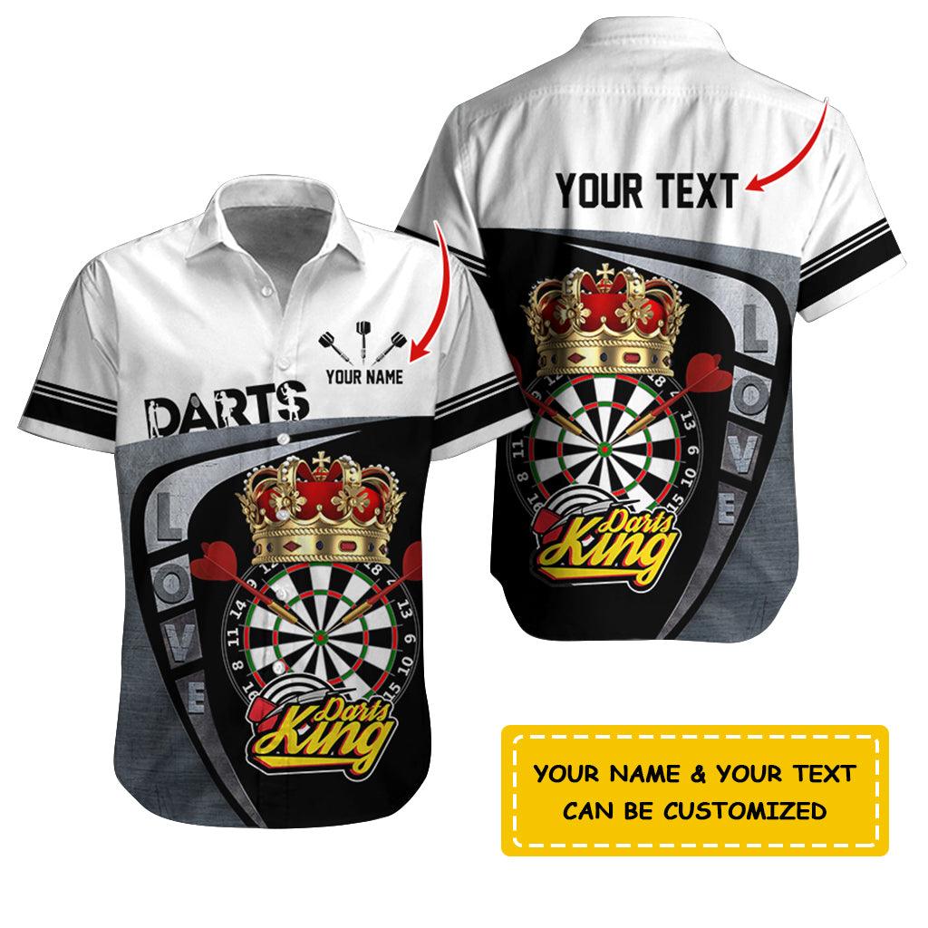 Darts Hawaiian Shirt Custom Name, Love Darts King Uniforms Personalized Aloha Hawaiian Shirts - Gift For Darts Lovers, Friend, Family
