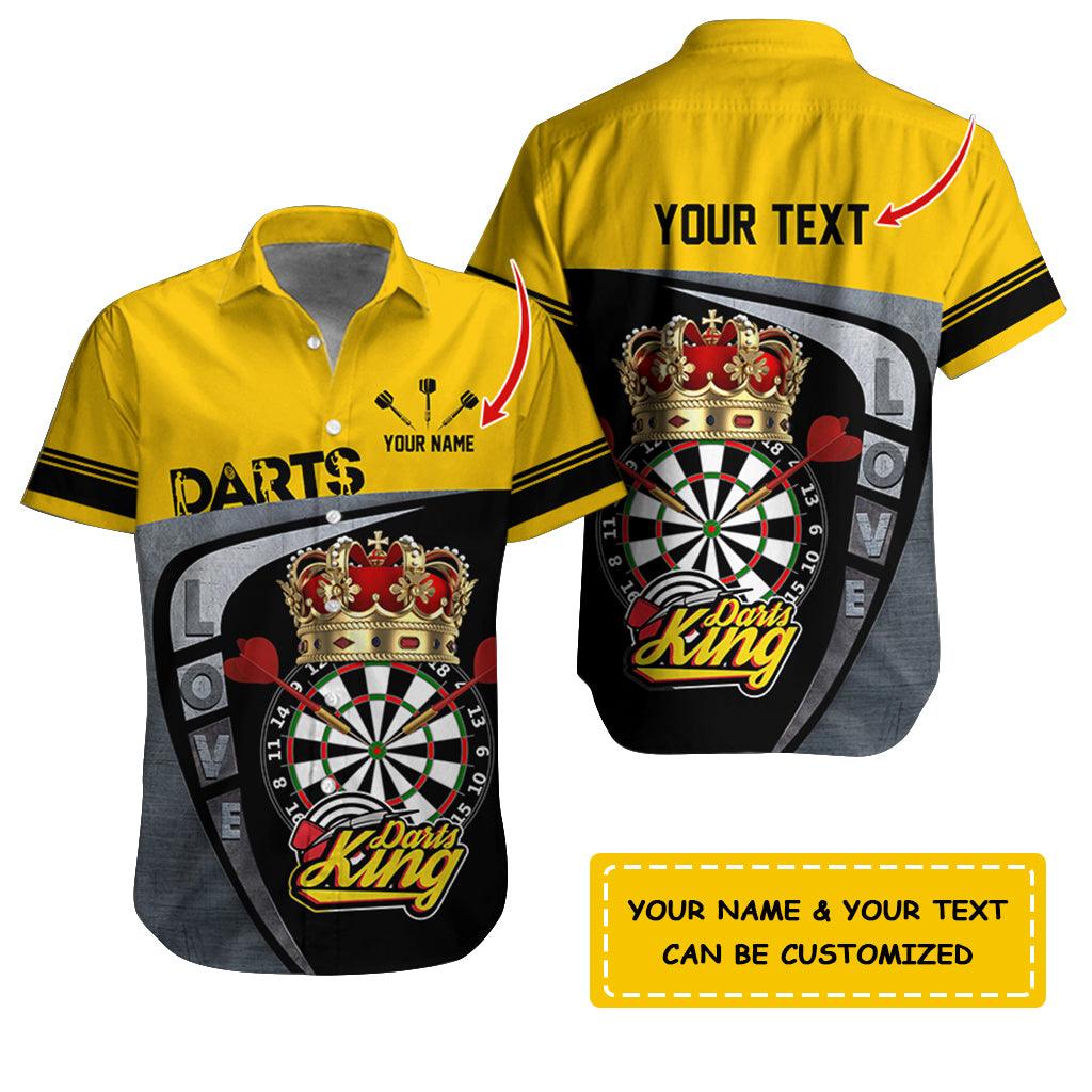 Darts Hawaiian Shirt Custom Name, Love Darts King Uniforms Personalized Aloha Hawaiian Shirts - Gift For Darts Lovers, Friend, Family