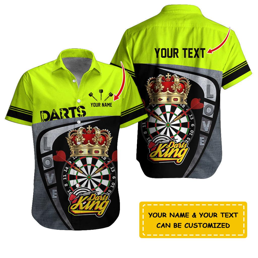 Darts Hawaiian Shirt Custom Name, Love Darts King Uniforms Personalized Aloha Hawaiian Shirts - Gift For Darts Lovers, Friend, Family