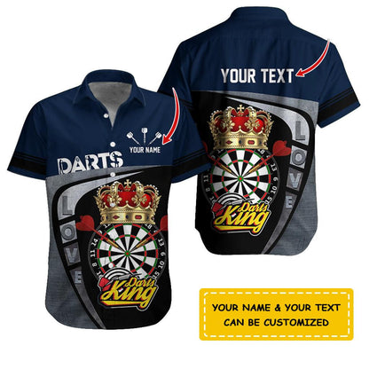 Darts Hawaiian Shirt Custom Name, Love Darts King Uniforms Personalized Aloha Hawaiian Shirts - Gift For Darts Lovers, Friend, Family