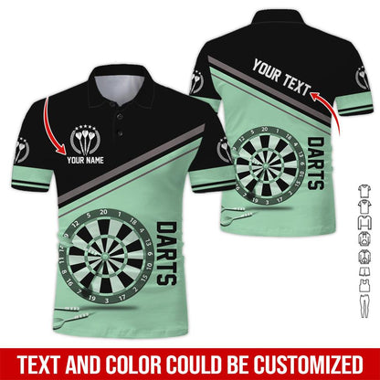 Customized Name & Text Darts Polo Shirt, Darts Personalized Name Polo Shirt For Men - Perfect Gift For Darts Lovers, Darts Players - Amzanimalsgift