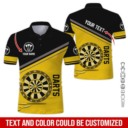 Customized Name & Text Darts Polo Shirt, Darts Personalized Name Polo Shirt For Men - Perfect Gift For Darts Lovers, Darts Players - Amzanimalsgift