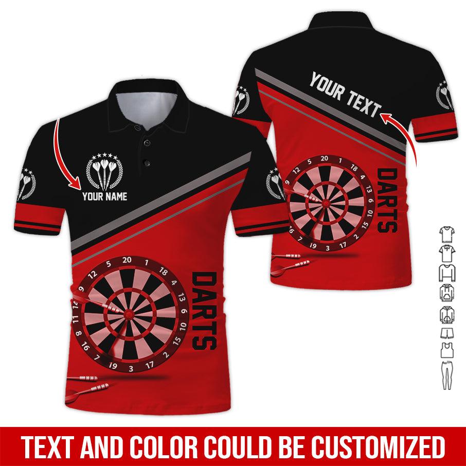 Customized Name & Text Darts Polo Shirt, Darts Personalized Name Polo Shirt For Men - Perfect Gift For Darts Lovers, Darts Players - Amzanimalsgift