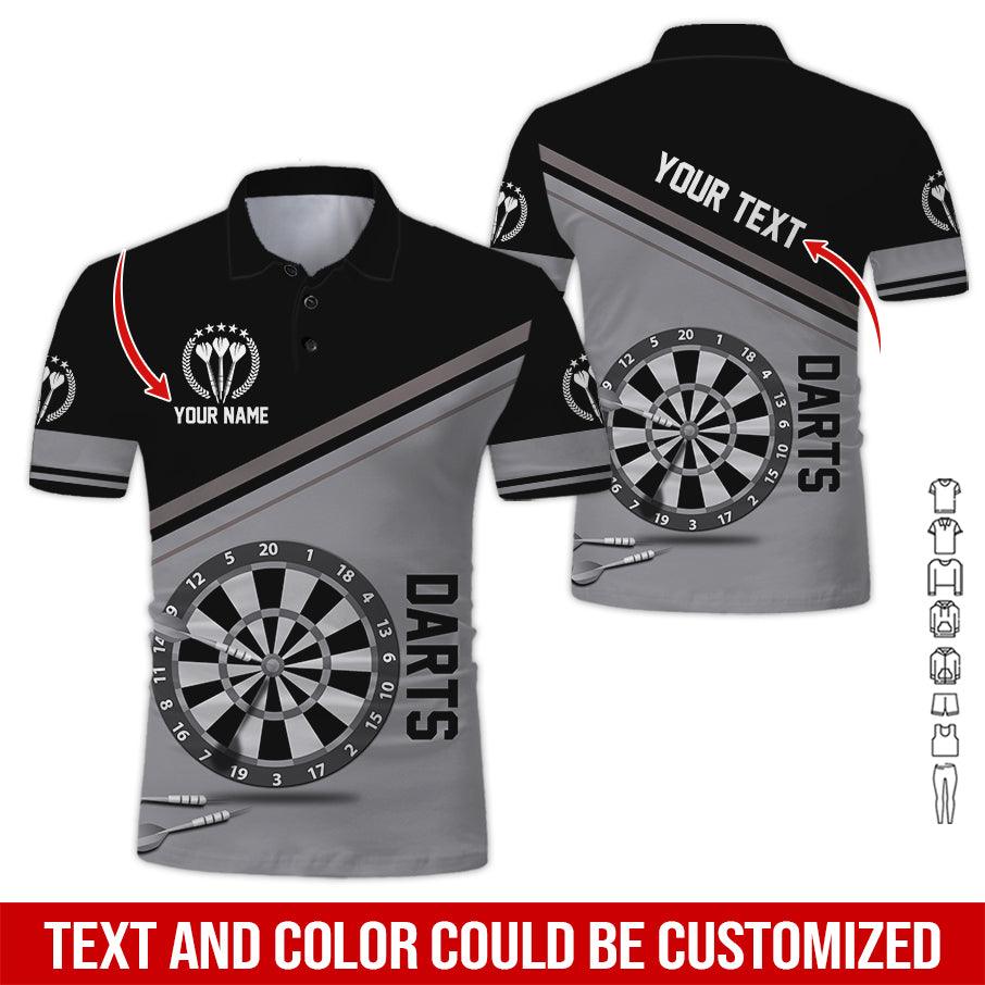 Customized Name & Text Darts Polo Shirt, Darts Personalized Name Polo Shirt For Men - Perfect Gift For Darts Lovers, Darts Players - Amzanimalsgift