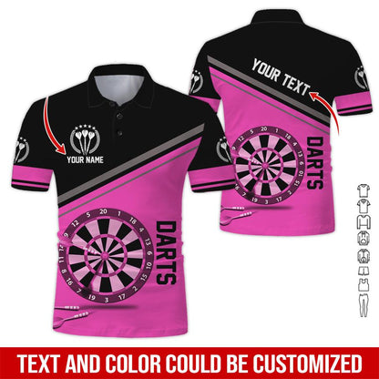 Customized Name & Text Darts Polo Shirt, Darts Personalized Name Polo Shirt For Men - Perfect Gift For Darts Lovers, Darts Players - Amzanimalsgift
