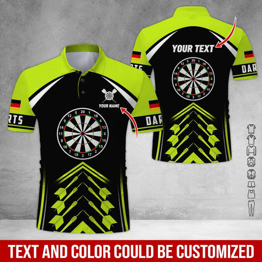 Customized Name & Text Darts Polo Shirt, Germany Flag Personalized Name Darts Polo Shirt For Men - Perfect Gift For Darts Lovers, Darts Players - Amzanimalsgift