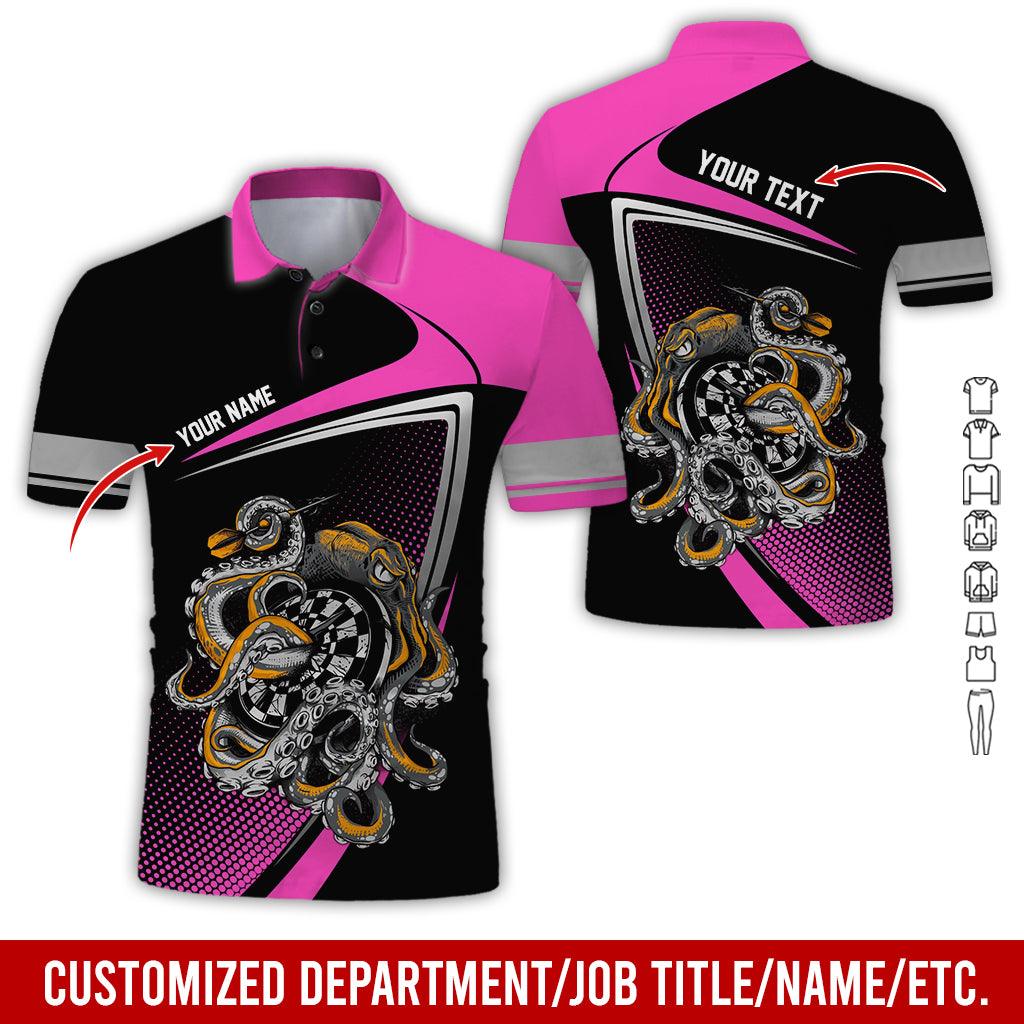 Customized Name & Text Darts Polo Shirt, Personalized Darts And Octopus Uniforms Polo Shirt For Men - Perfect Gift For Darts Lovers, Darts Team Players - Amzanimalsgift