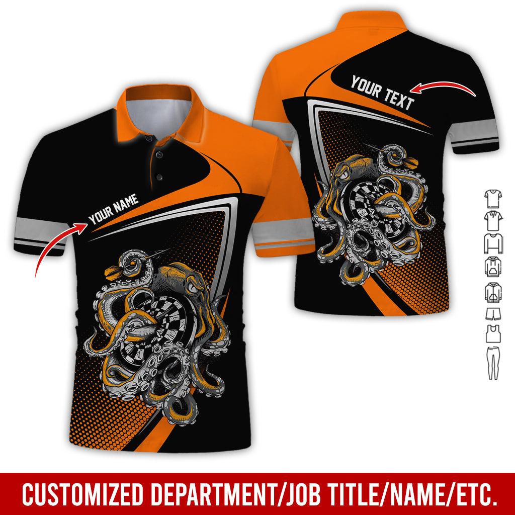 Customized Name & Text Darts Polo Shirt, Personalized Darts And Octopus Uniforms Polo Shirt For Men - Perfect Gift For Darts Lovers, Darts Team Players - Amzanimalsgift