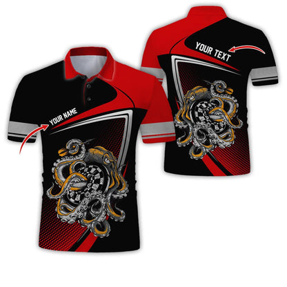 Customized Name & Text Darts Polo Shirt, Personalized Darts And Octopus Uniforms Polo Shirt For Men - Perfect Gift For Darts Lovers, Darts Team Players - Amzanimalsgift
