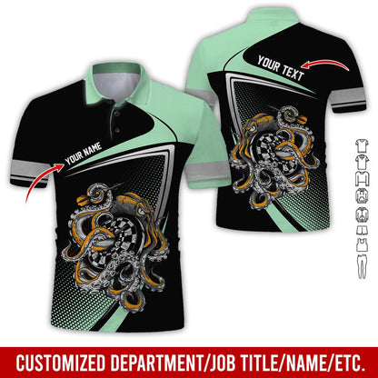 Customized Name & Text Darts Polo Shirt, Personalized Darts And Octopus Uniforms Polo Shirt For Men - Perfect Gift For Darts Lovers, Darts Team Players - Amzanimalsgift