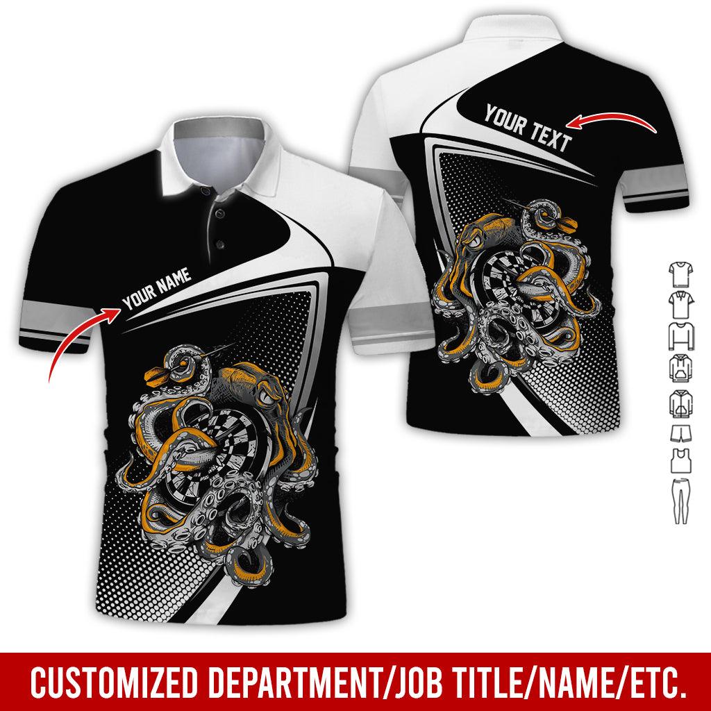 Customized Name & Text Darts Polo Shirt, Personalized Darts And Octopus Uniforms Polo Shirt For Men - Perfect Gift For Darts Lovers, Darts Team Players - Amzanimalsgift