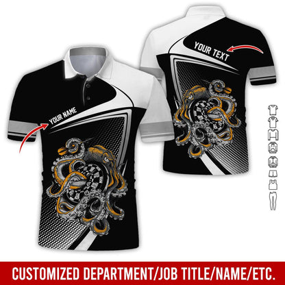 Customized Name & Text Darts Polo Shirt, Personalized Darts And Octopus Uniforms Polo Shirt For Men - Perfect Gift For Darts Lovers, Darts Team Players - Amzanimalsgift