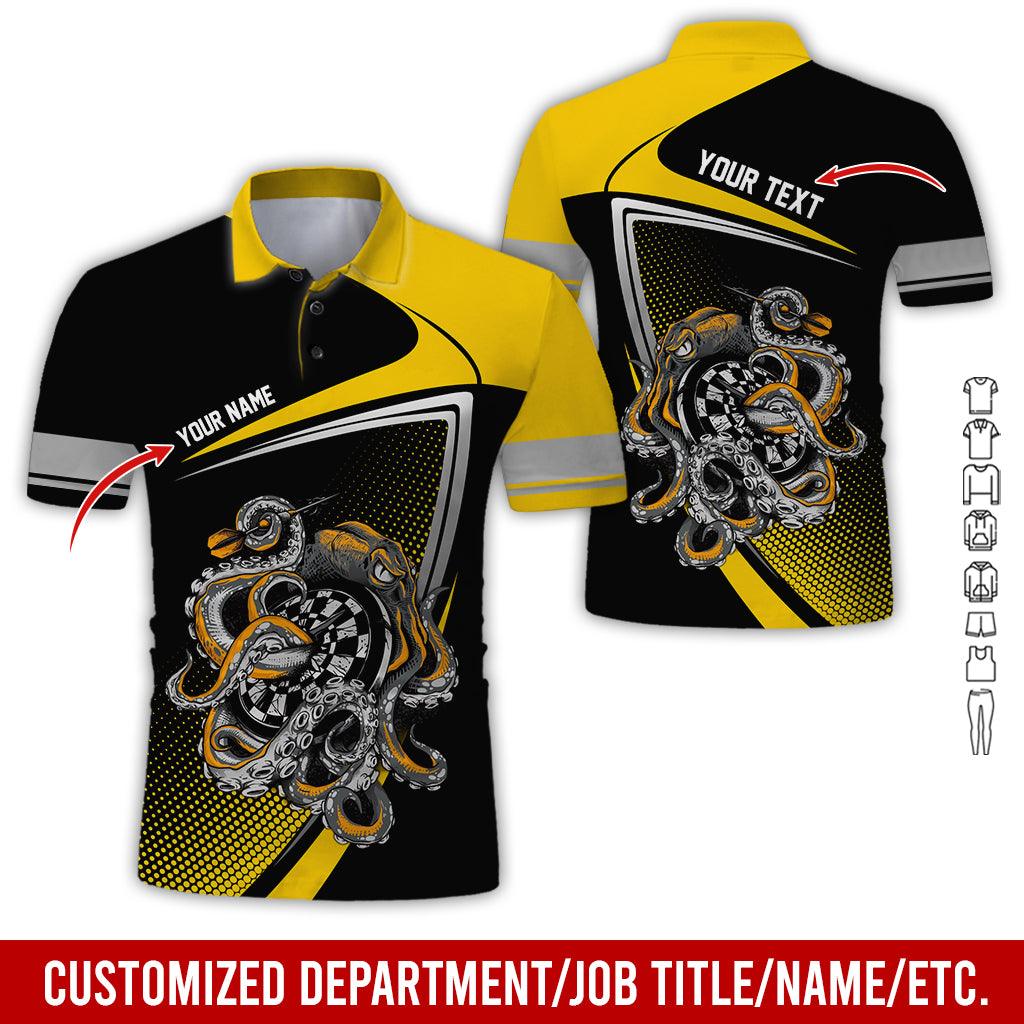 Customized Name & Text Darts Polo Shirt, Personalized Darts And Octopus Uniforms Polo Shirt For Men - Perfect Gift For Darts Lovers, Darts Team Players - Amzanimalsgift