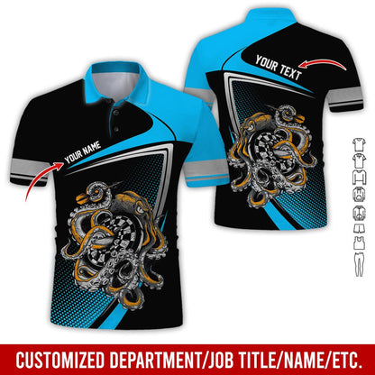 Customized Name & Text Darts Polo Shirt, Personalized Darts And Octopus Uniforms Polo Shirt For Men - Perfect Gift For Darts Lovers, Darts Team Players - Amzanimalsgift